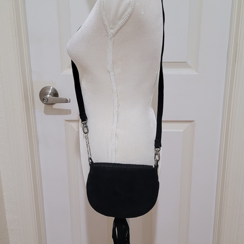 Ecote Urban Outfitters Black Suede 100% Cow Suede Tassel  Crossbody  Bag